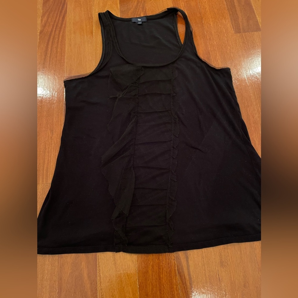 GAP Women Black Tank Top With Tule Size L